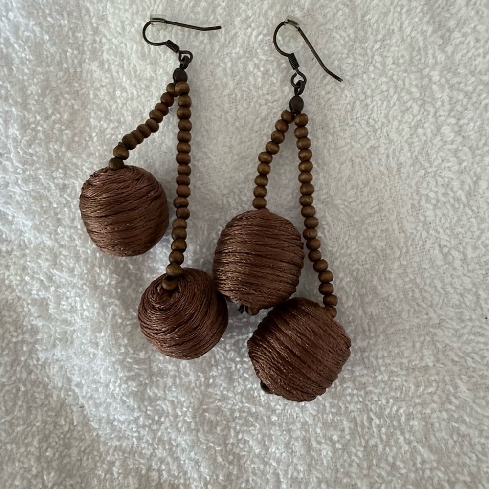 Elegant Brown Beaded Earrings
